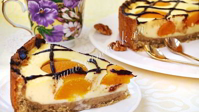 торт яичница с персиками и шоколадом