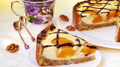 торт яичница с персиками и шоколадом