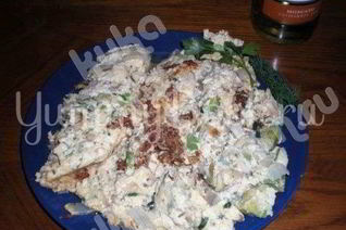 Яичница с грибами и лососем по-калифорнийски