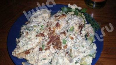 яичница с грибами и лососем по-калифорнийски