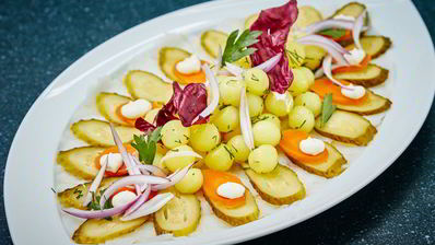 закуска из соленого палтуса и картофеля