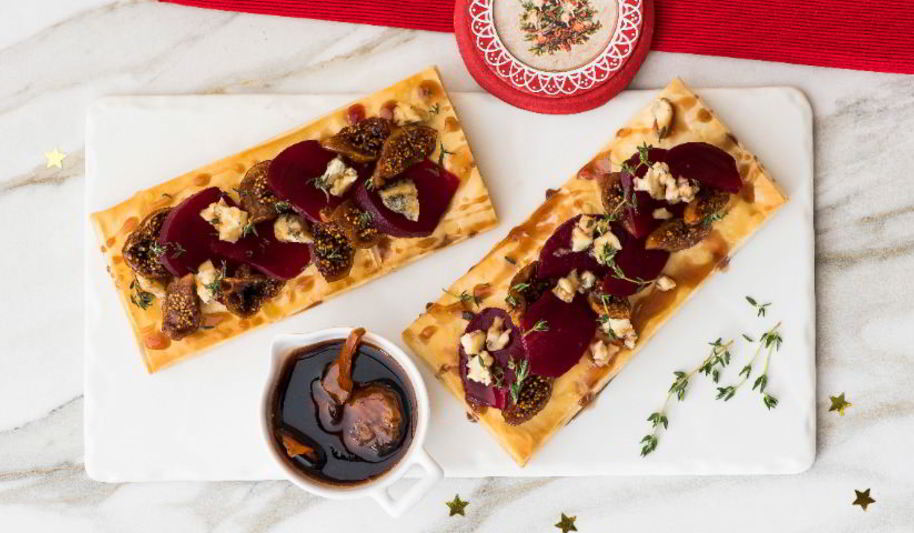 Рецепт закуски из теста фило, свеклы и инжира