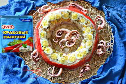 Заливная закуска из крабовых палочек