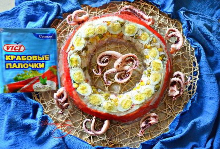 Заливная закуска из крабовых палочек