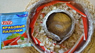 заливная закуска из крабовых палочек