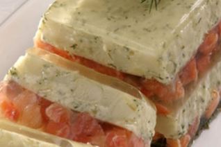 Заливное из картофеля и лосося