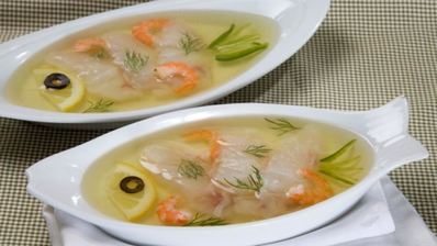 заливное с морским окунем