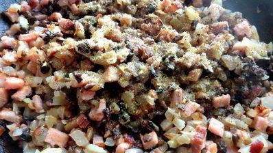 сливочный жульен с ветчиной и грибами