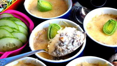 сливочный жульен с ветчиной и грибами