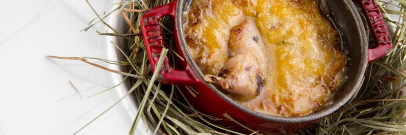 Жульен из белых грибов с перепелкой