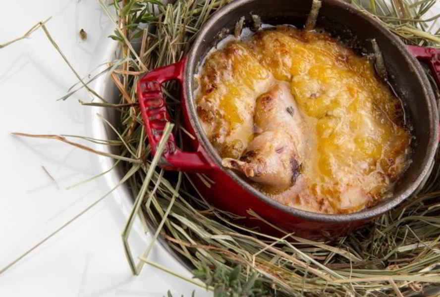 Жульен из белых грибов с перепелкой